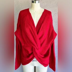 Red Twist Front Sweater